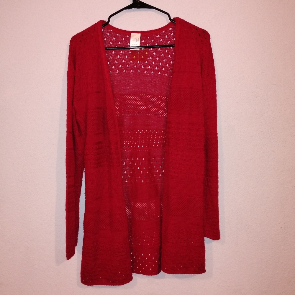 Time And Tru Red Knit Cardigan